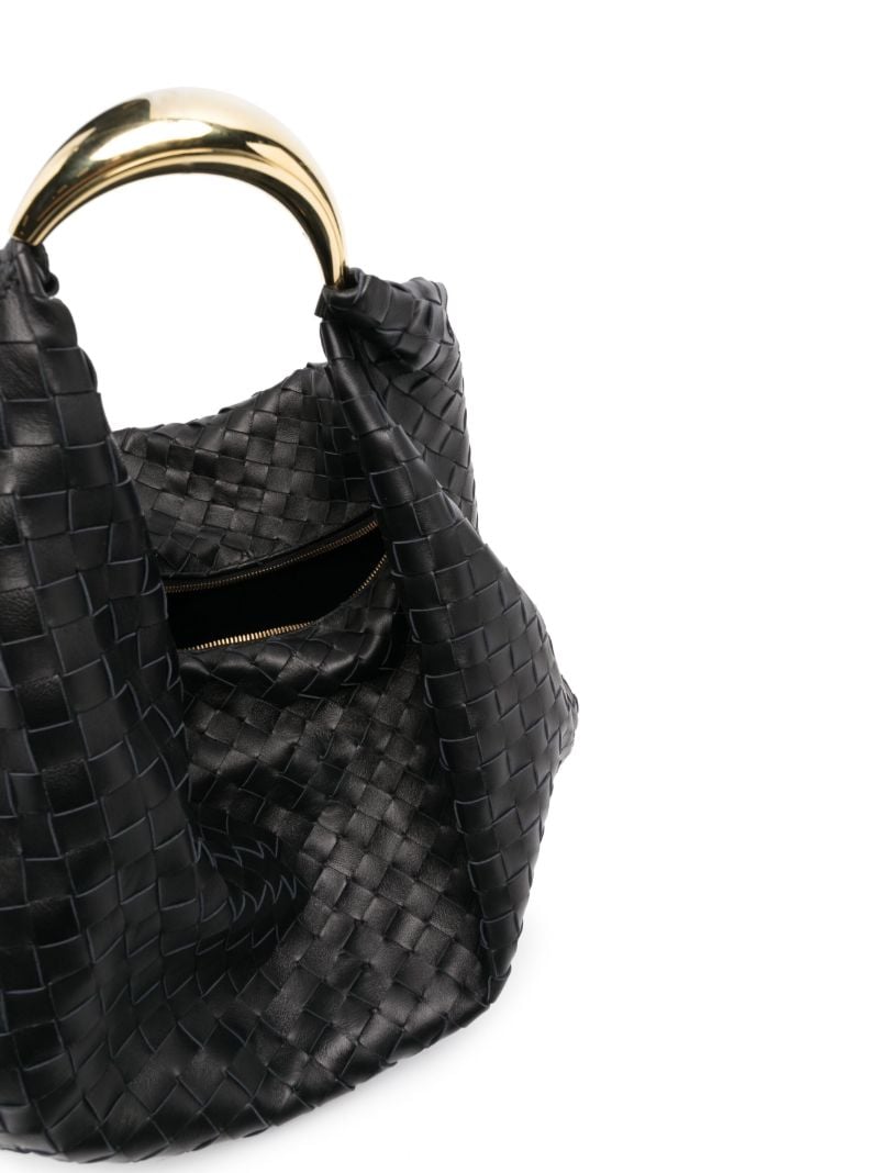 Black Foulard Woven Leather Shoulder Bag