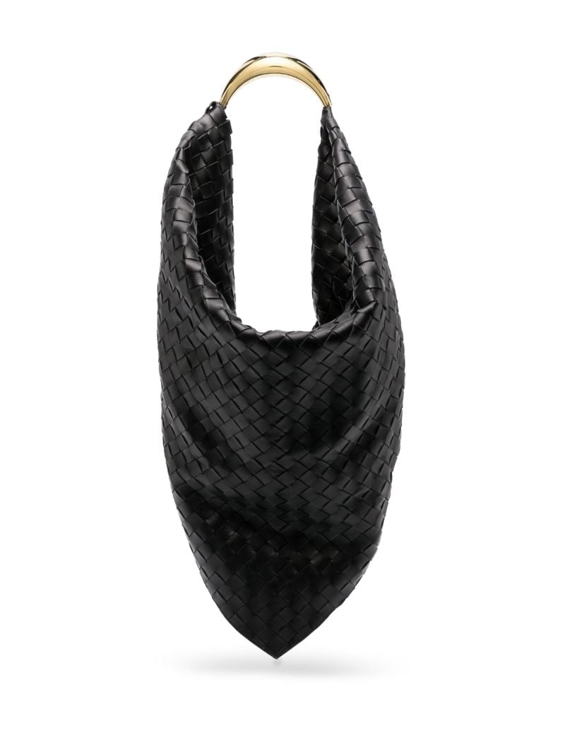 Black Foulard Woven Leather Shoulder Bag
