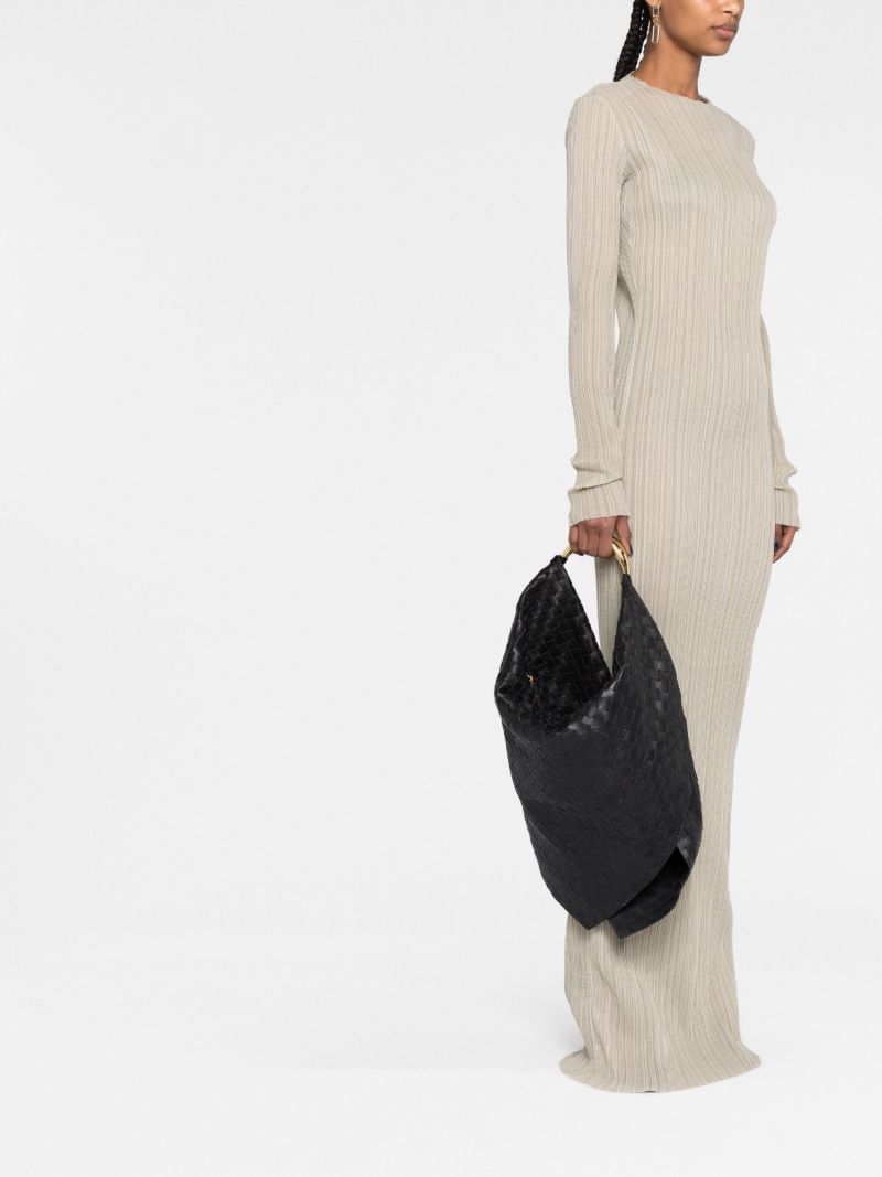 Black Foulard Woven Leather Shoulder Bag