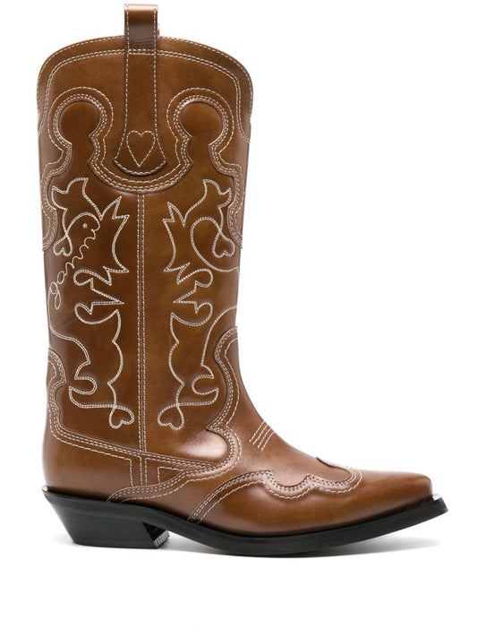 Brown Western 10 Knee-high Leather Boots