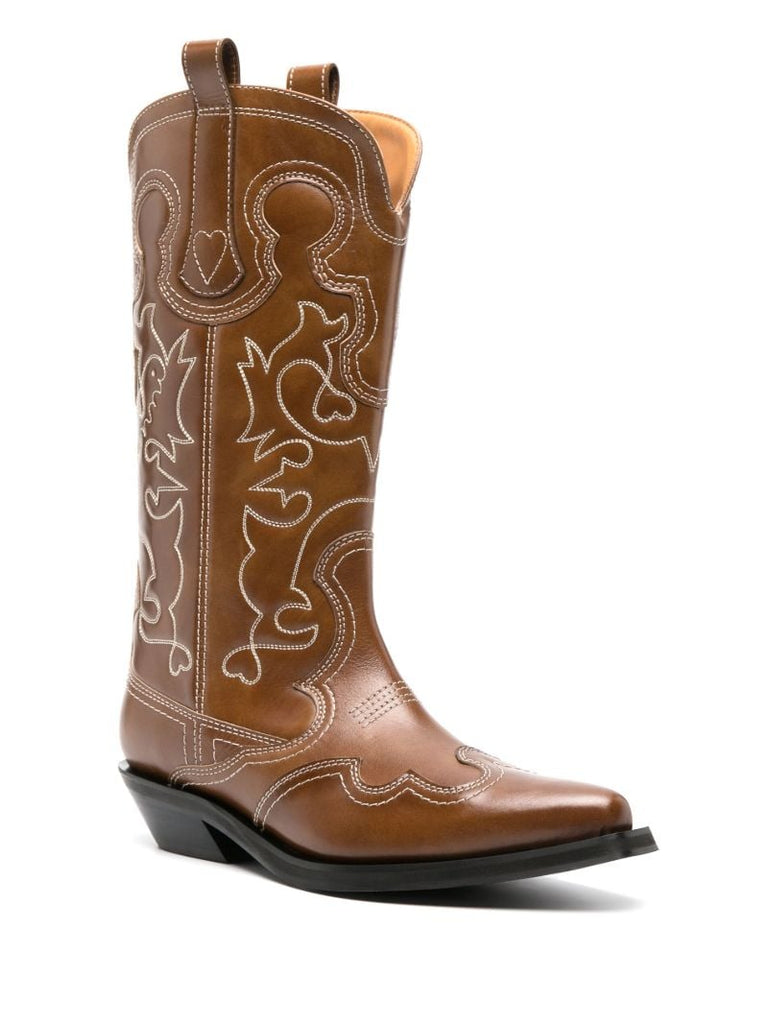 Brown Western 10 Knee-high Leather Boots