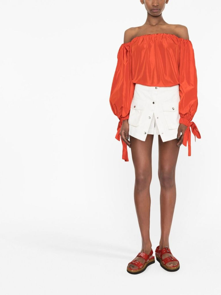 White Tamara Buttoned Cotton Skort