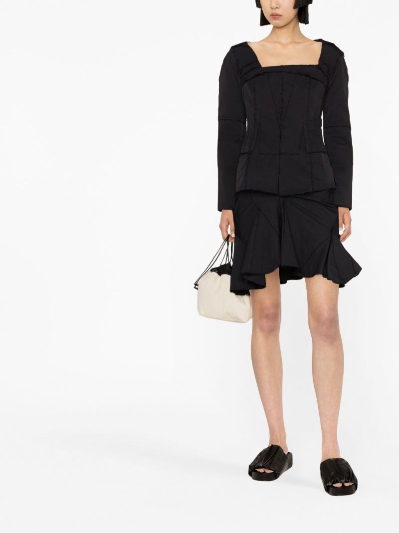 Black Asymmetric Ruffled Skirt