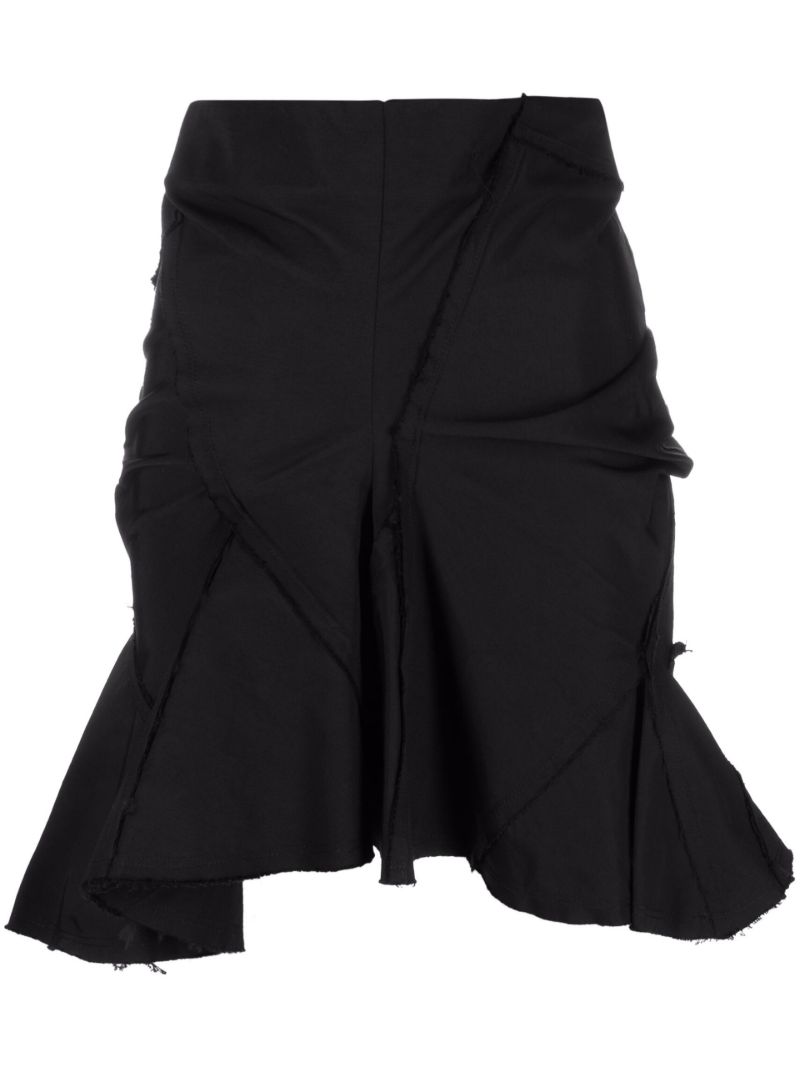 Black Asymmetric Ruffled Skirt