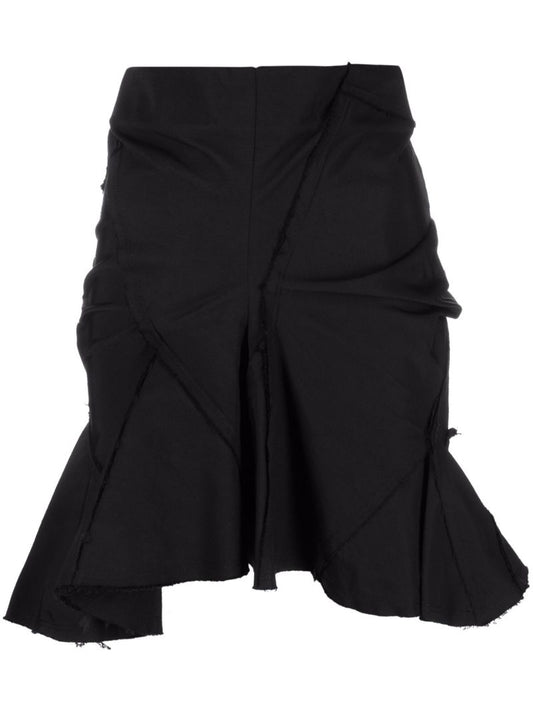 Black Asymmetric Ruffled Skirt