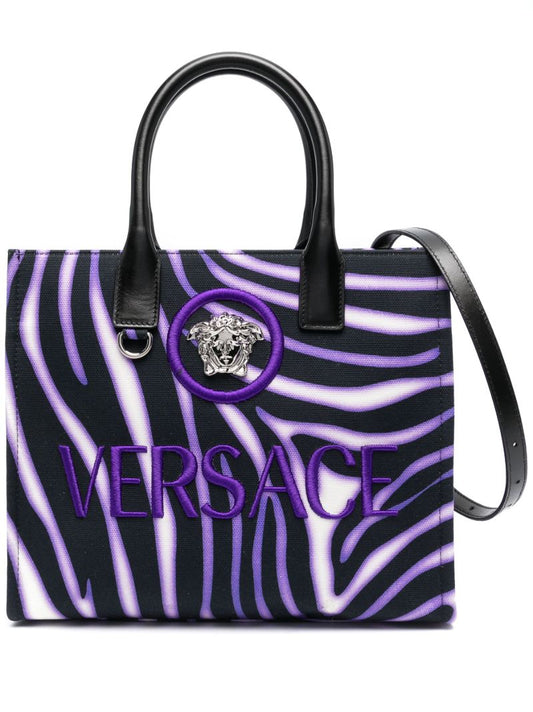 Purple Zebra Large Canvas Tote Bag