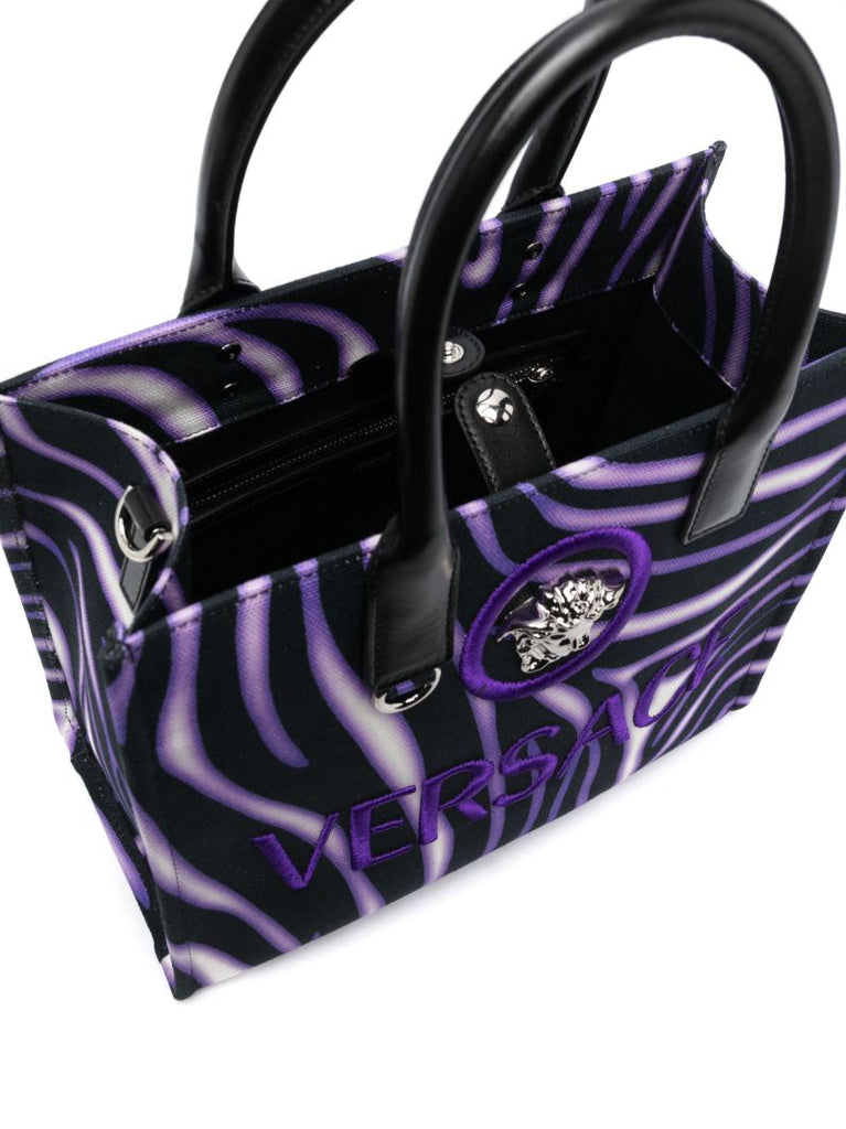 Purple Zebra Large Canvas Tote Bag