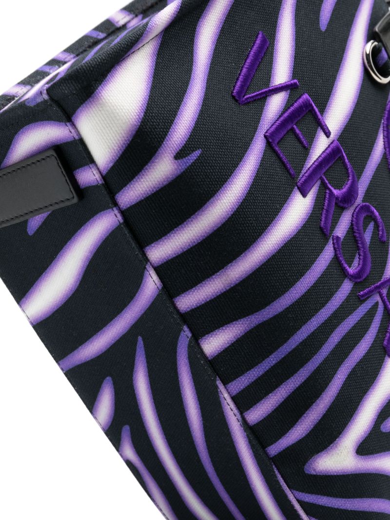 Purple Zebra Large Canvas Tote Bag