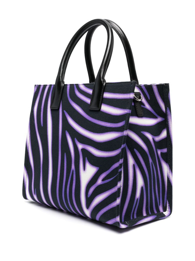 Purple Zebra Large Canvas Tote Bag