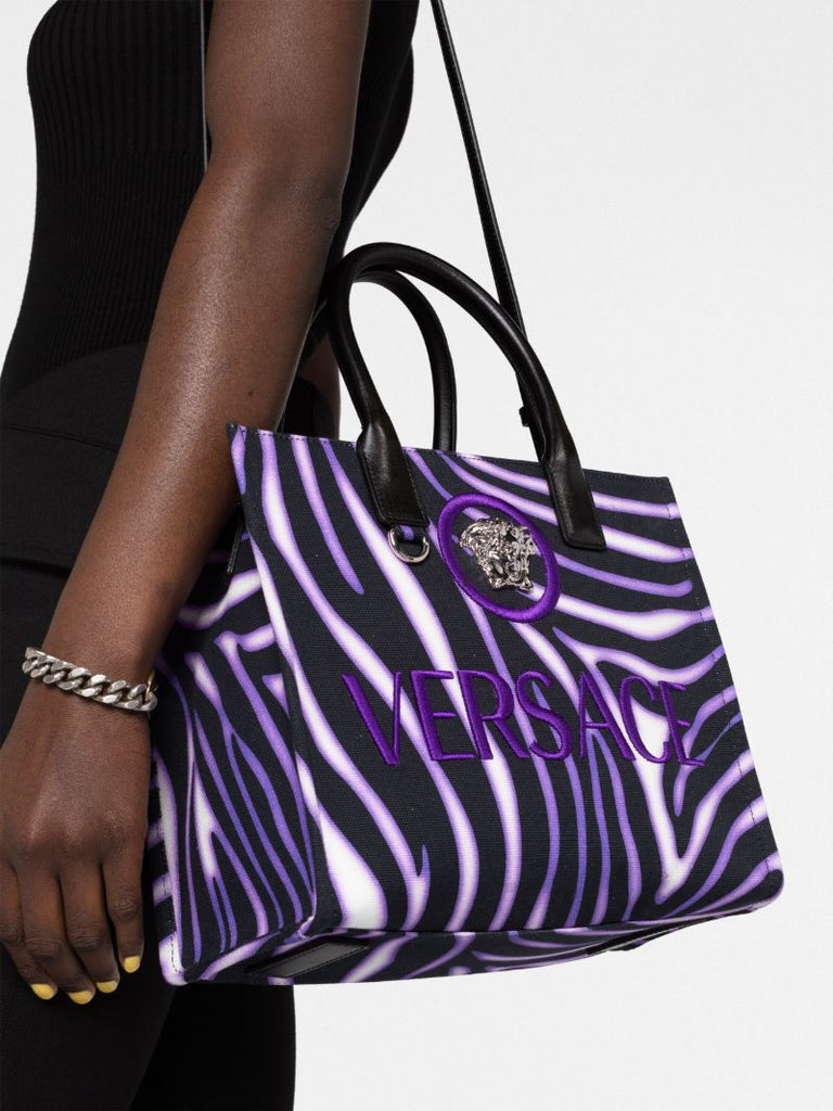 Purple Zebra Large Canvas Tote Bag