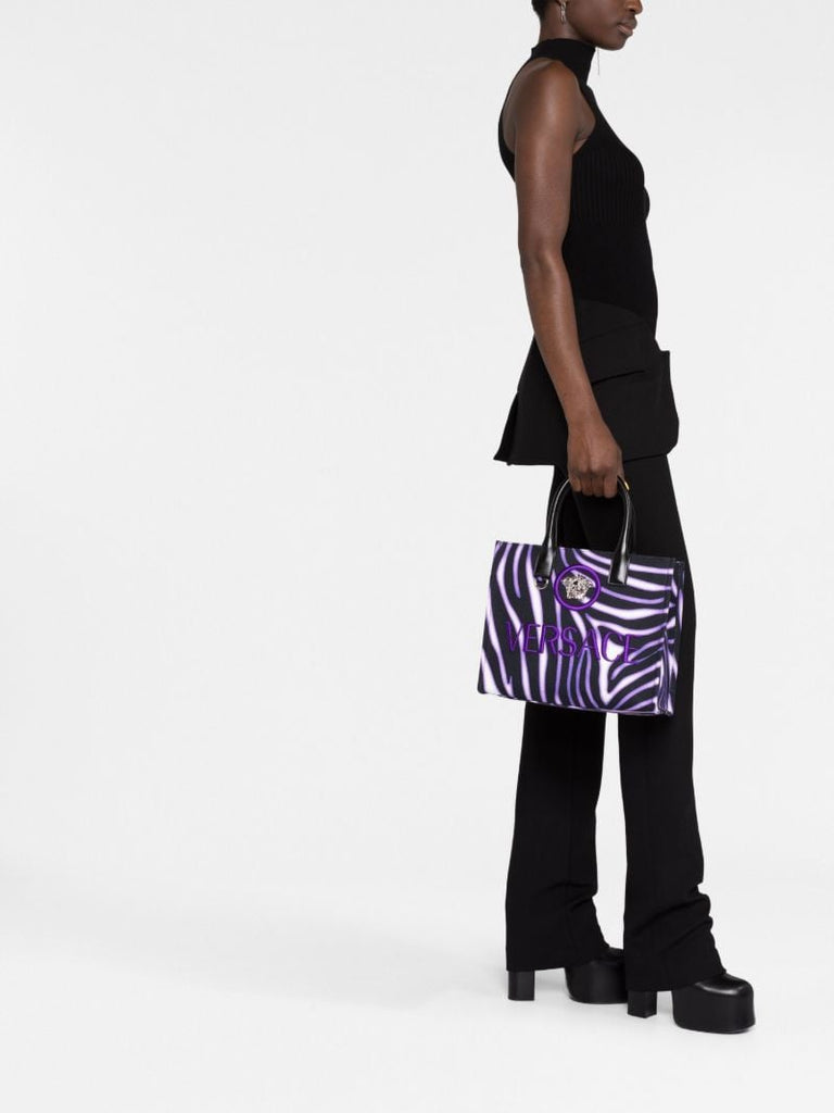 Purple Zebra Large Canvas Tote Bag