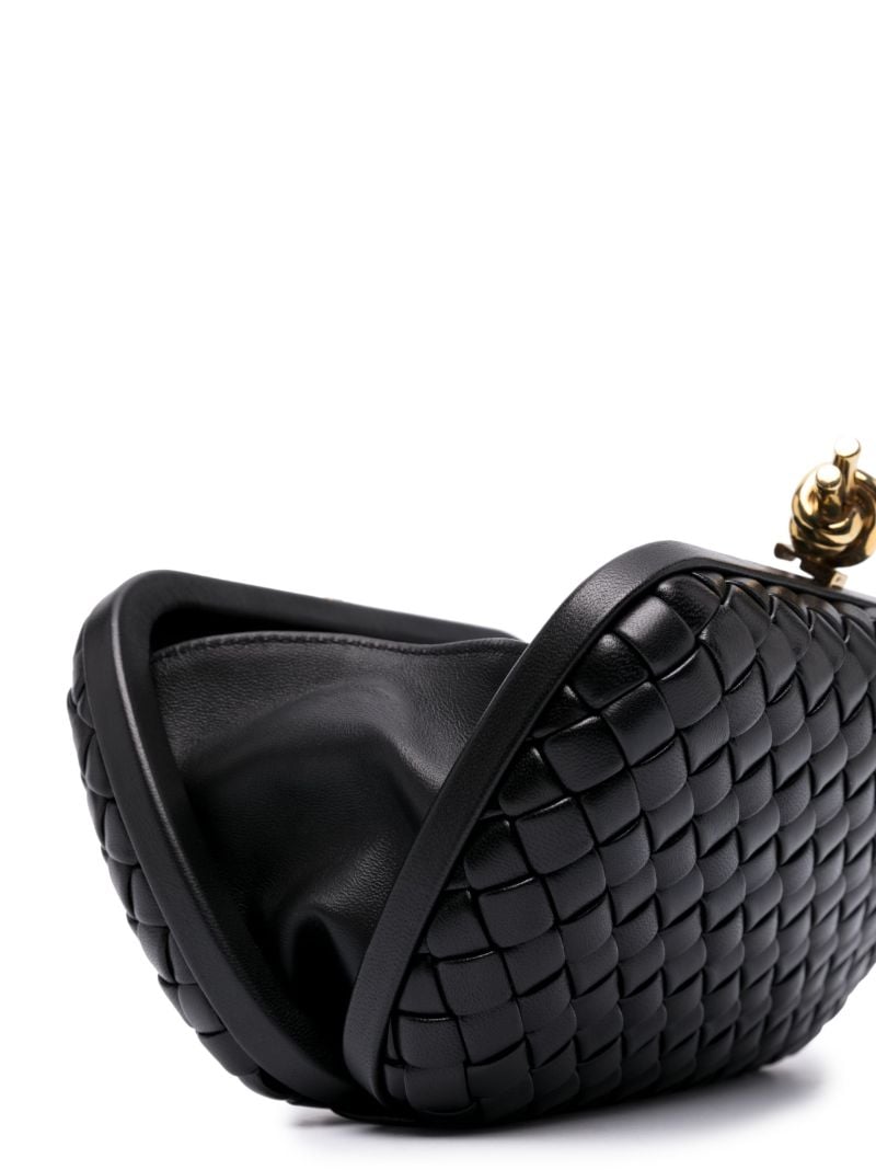 Black Leather Knot MinaudiÃ_x0083_Â¨re Clutch Bag