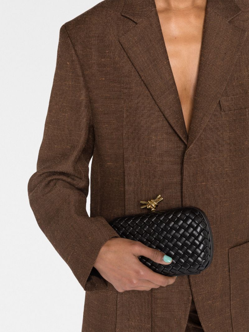 Black Leather Knot MinaudiÃ_x0083_Â¨re Clutch Bag