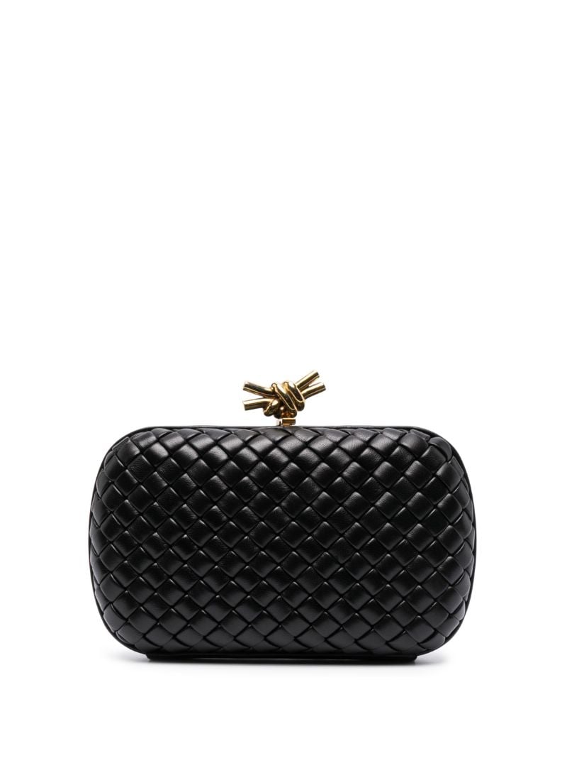 Black Leather Knot MinaudiÃ_x0083_Â¨re Clutch Bag