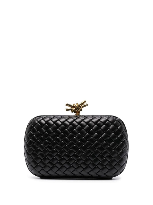 Black Leather Knot MinaudiÃ_x0083_Â¨re Clutch Bag