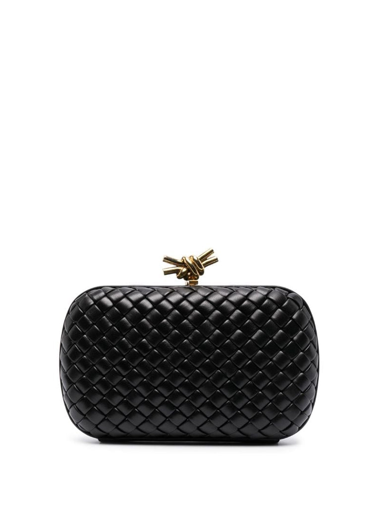 Black Leather Knot MinaudiÃ_x0083_Â¨re Clutch Bag