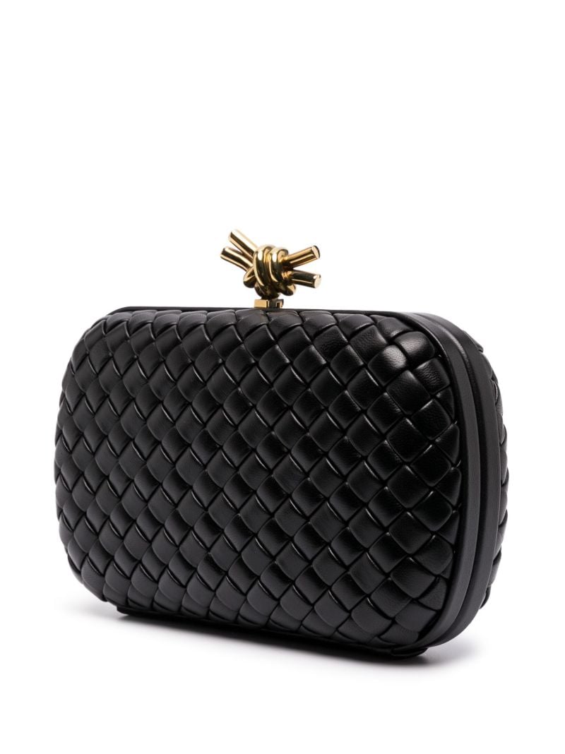 Black Leather Knot MinaudiÃ_x0083_Â¨re Clutch Bag