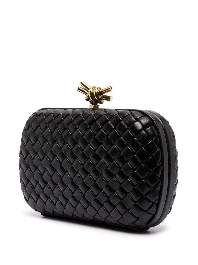 Black Leather Knot MinaudiÃ_x0083_Â¨re Clutch Bag