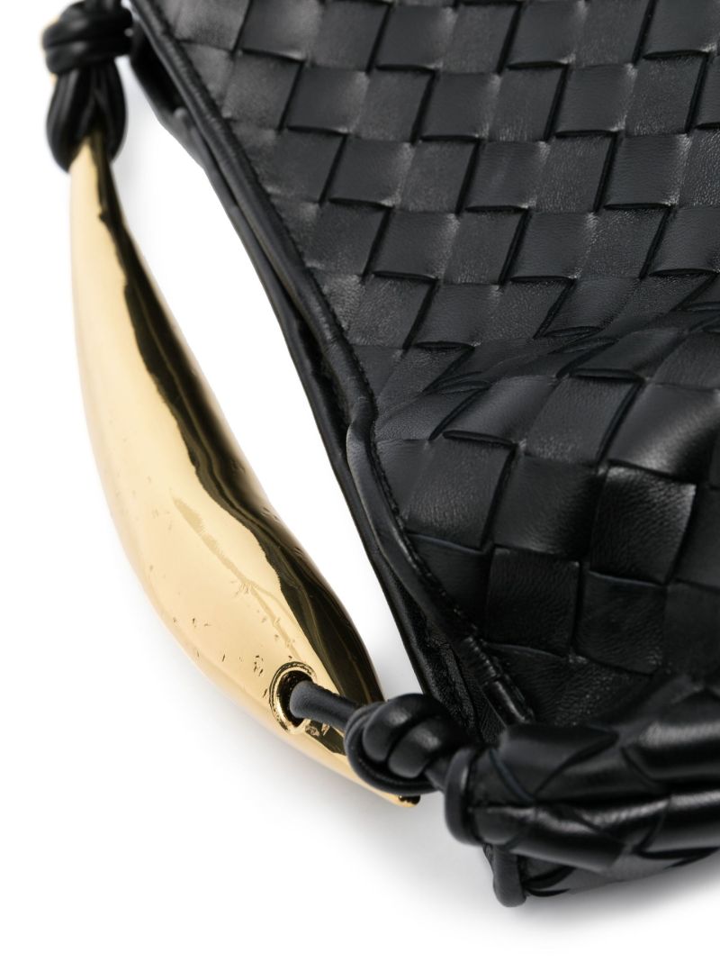 Black Sardine Intrecciato Leather Top Handle Bag