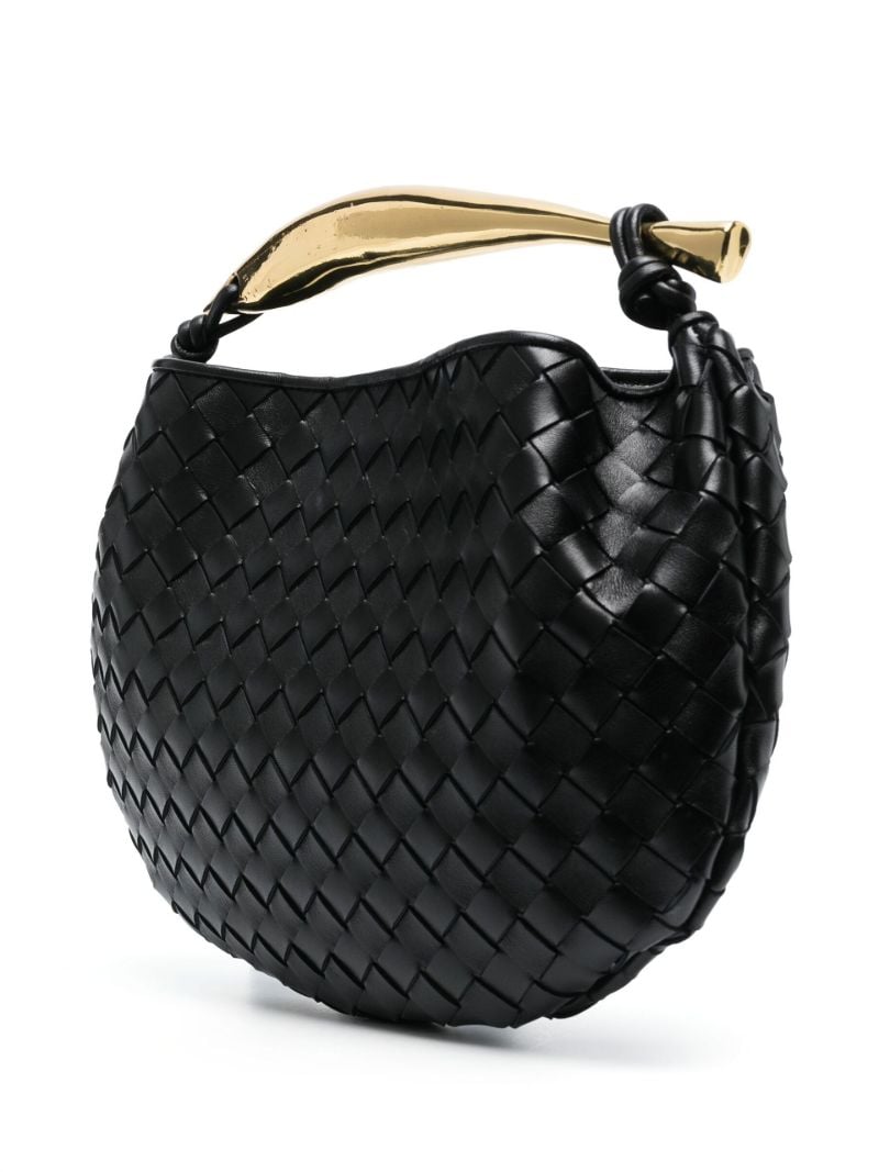 Black Sardine Intrecciato Leather Top Handle Bag