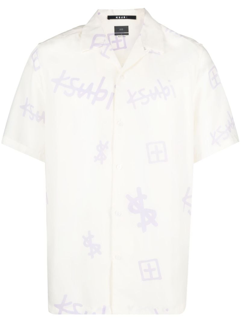 White Kash Box Logo Print Short Sleeve Shirt