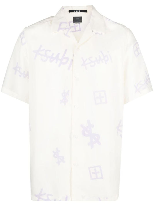 White Kash Box Logo Print Short Sleeve Shirt