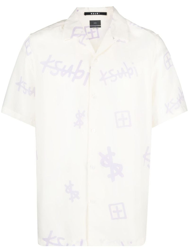 White Kash Box Logo Print Short Sleeve Shirt
