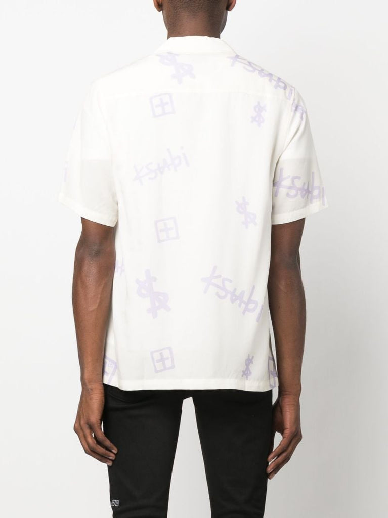 White Kash Box Logo Print Short Sleeve Shirt
