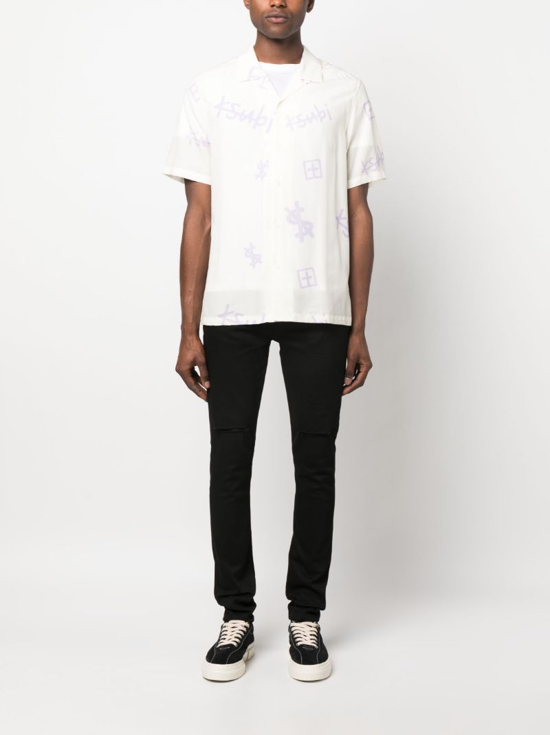 White Kash Box Logo Print Short Sleeve Shirt