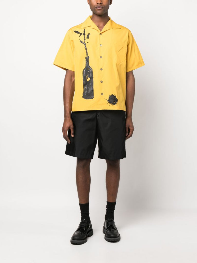 Yellow Graphic Print Short Sleeve Shirt