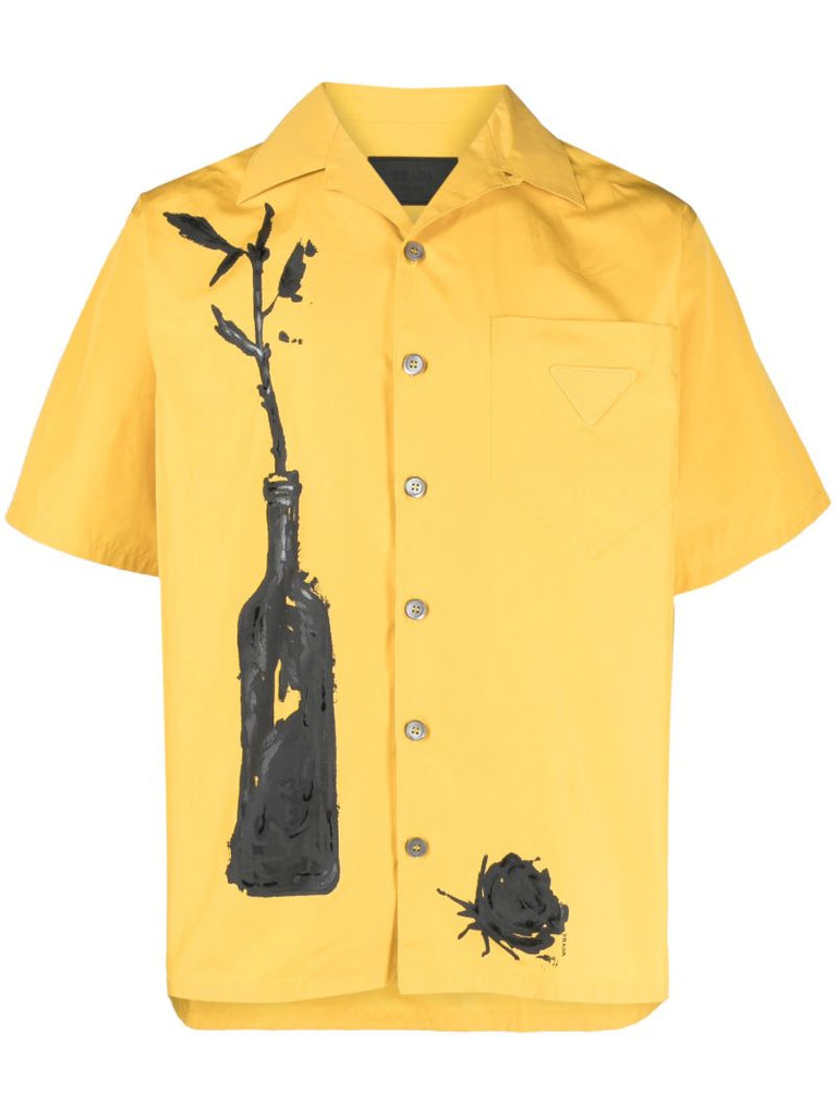 Yellow Graphic Print Short Sleeve Shirt