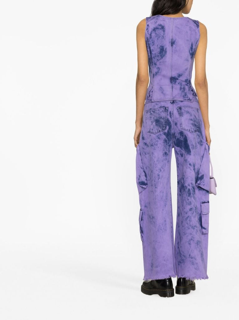 Purple Tie-dye Denim Corset Top