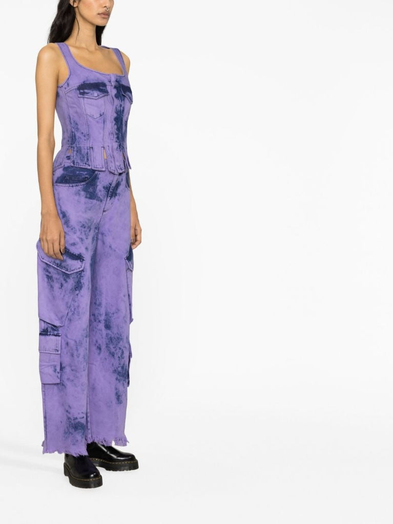 Purple Tie-dye Denim Corset Top
