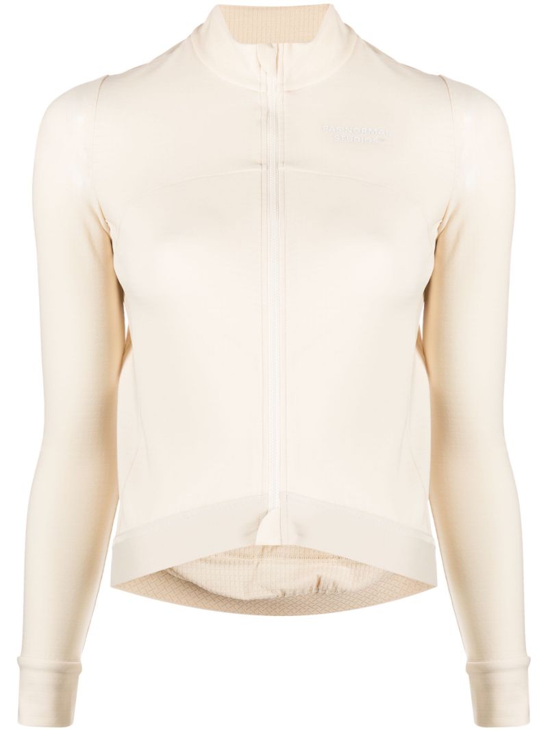 White Logo Print Long Sleeve Top
