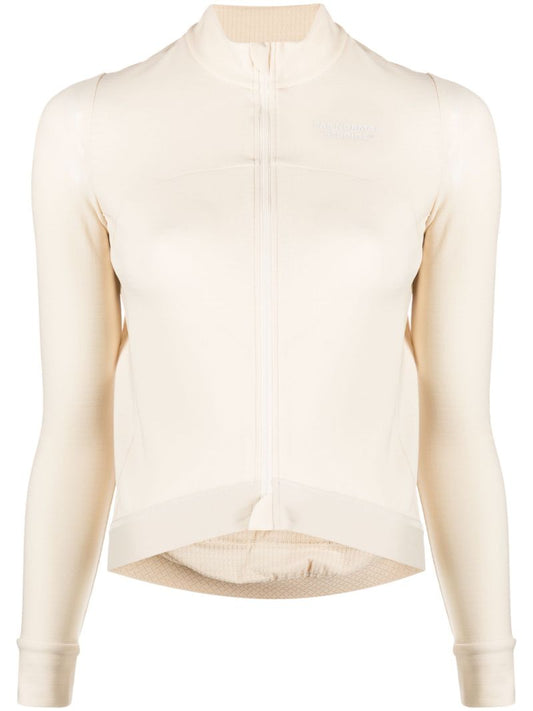 White Logo Print Long Sleeve Top