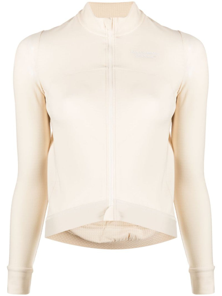 White Logo Print Long Sleeve Top