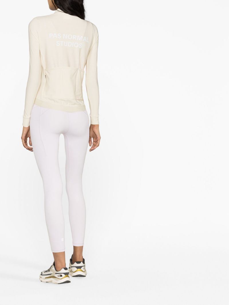 White Logo Print Long Sleeve Top