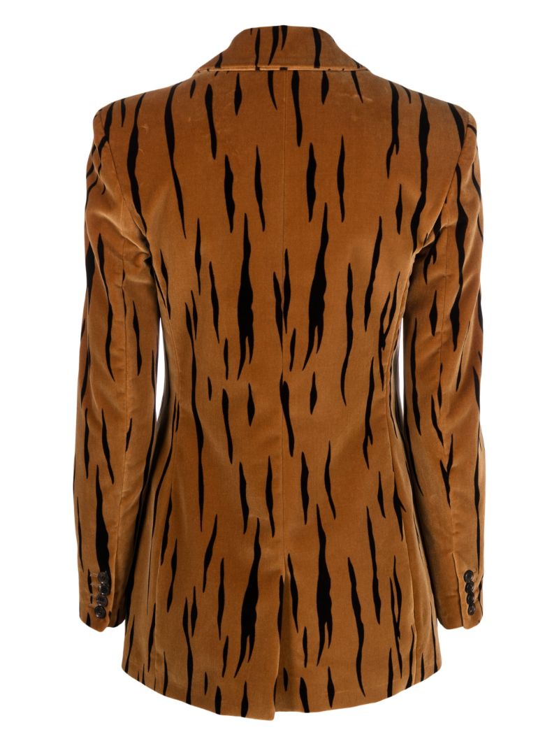 Brown Tiger Print Velvet Blazer