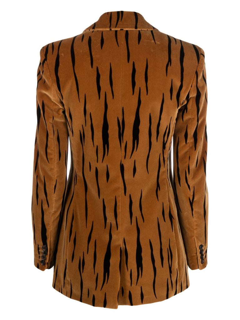 Brown Tiger Print Velvet Blazer