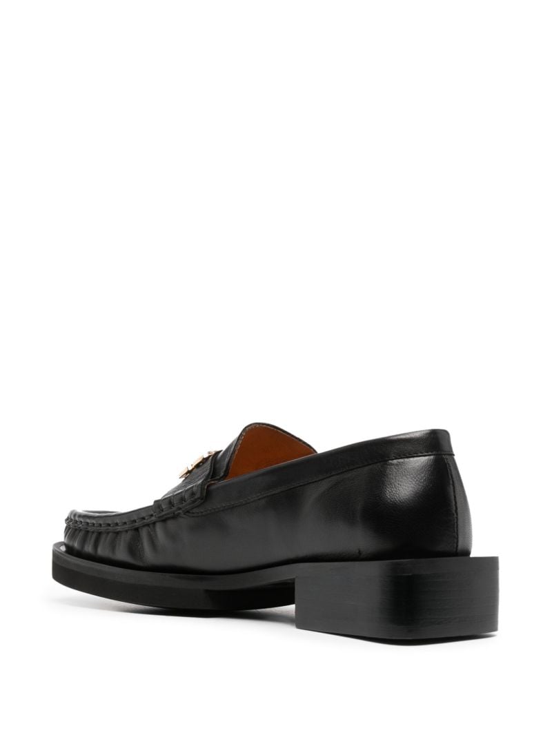 Black Logo Leather Loafers
