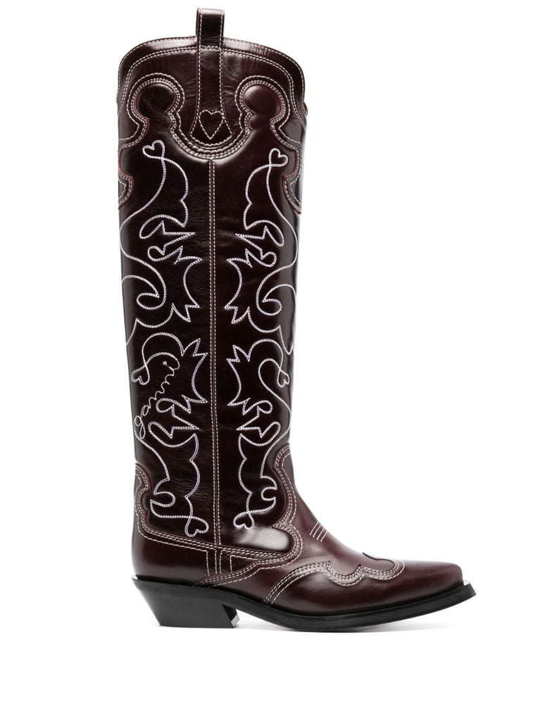Red Embroidered Design Boots