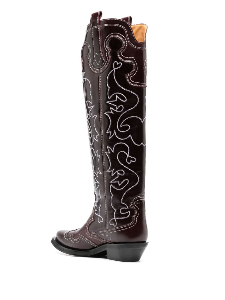 Red Embroidered Design Boots