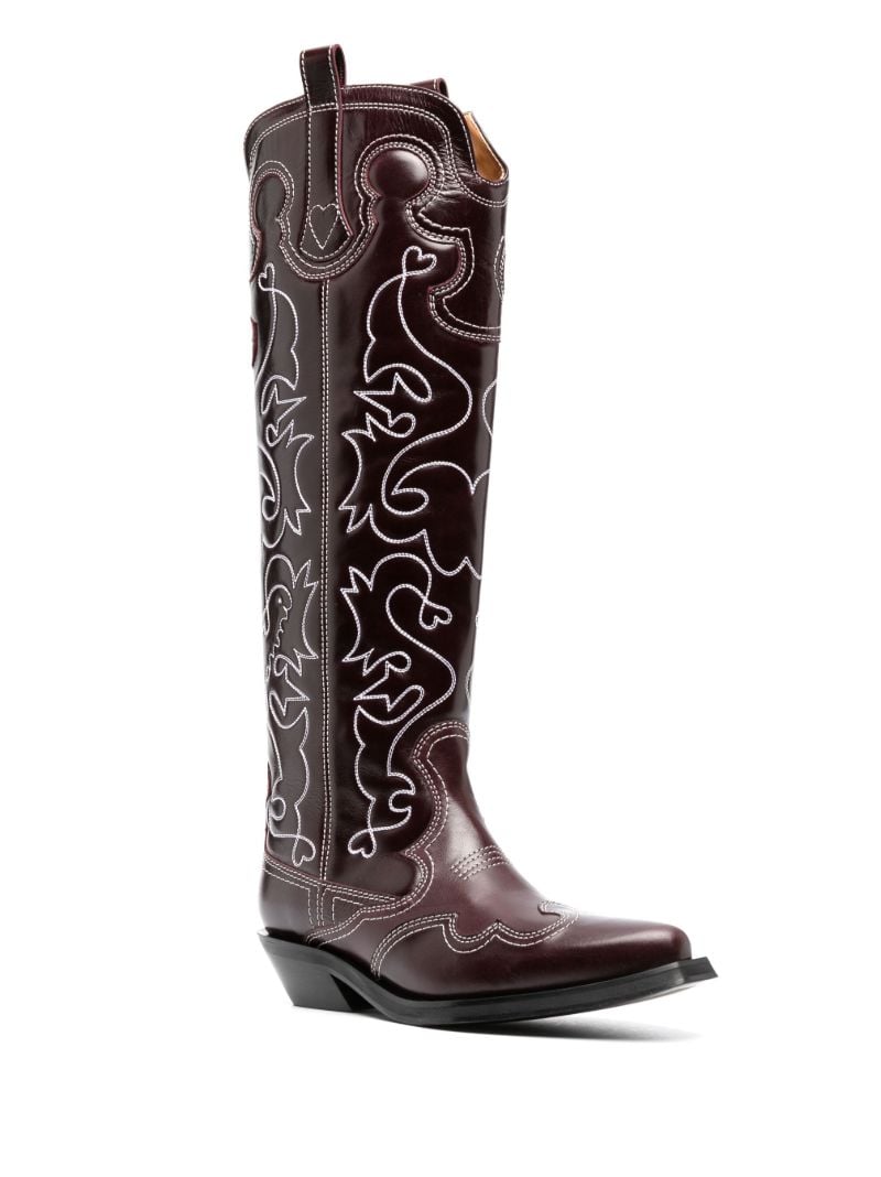 Red Embroidered Design Boots