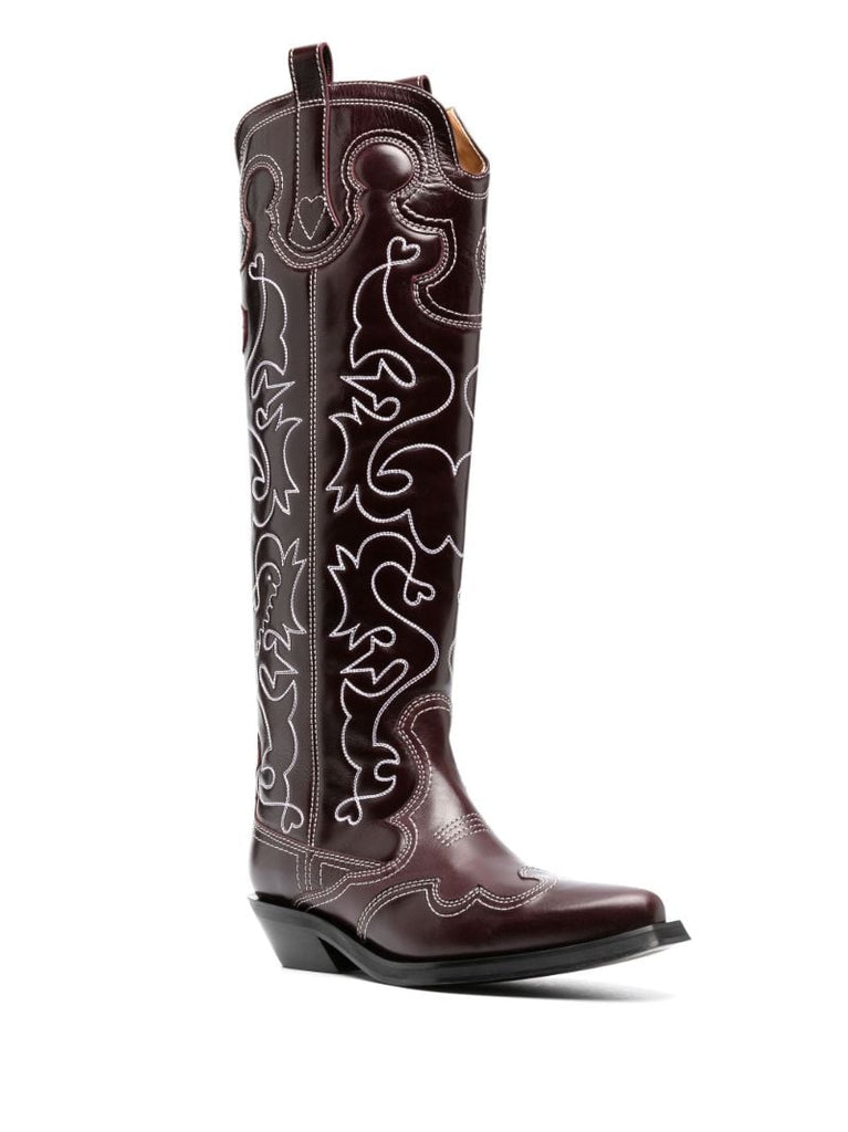 Red Embroidered Design Boots