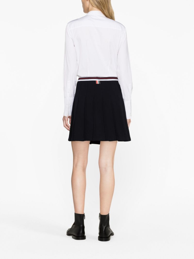 Blue Pleated Cotton Mini Skirt