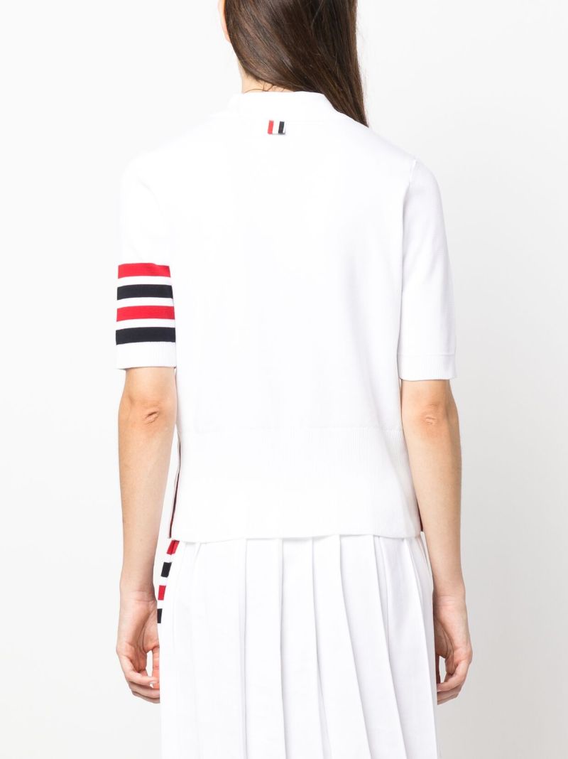 White 4-bar Stripe Polo Top
