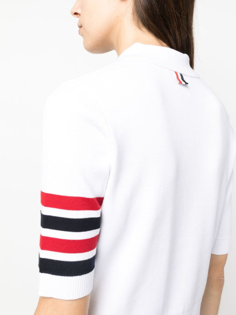 White 4-bar Stripe Polo Top
