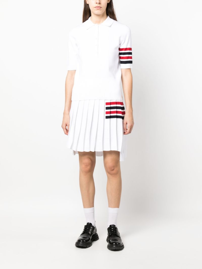 White 4-bar Stripe Polo Top