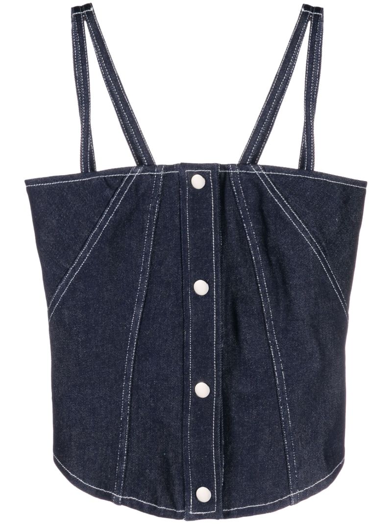 Blue Square-neck Denim Top