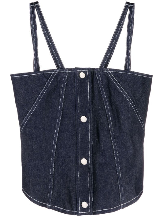 Blue Square-neck Denim Top